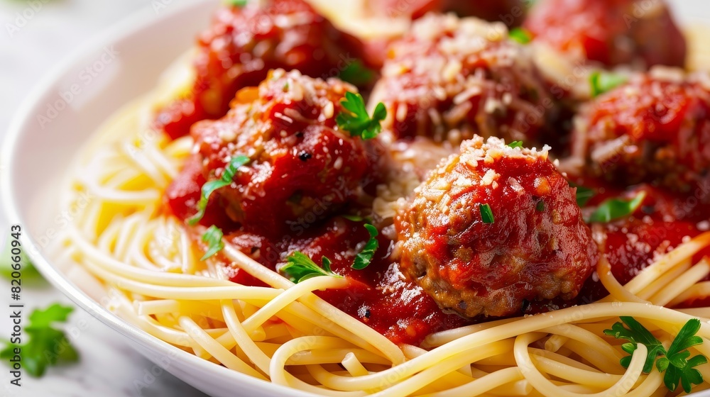 Delicious homemade meatballs and spaghetti pasta dish Delicious homemade meatballs and spaghetti pasta dish