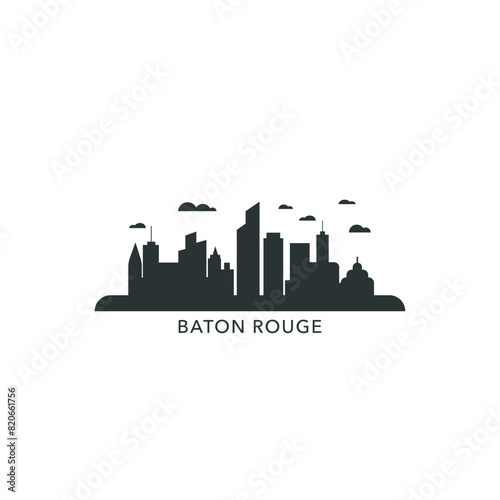 Baton Rouge USA city skyline and cityscape logo. Panorama, US Louisiana black state icon, abstract landmarks, skyscraper, buildings. United States of America isolated graphic, vector flat