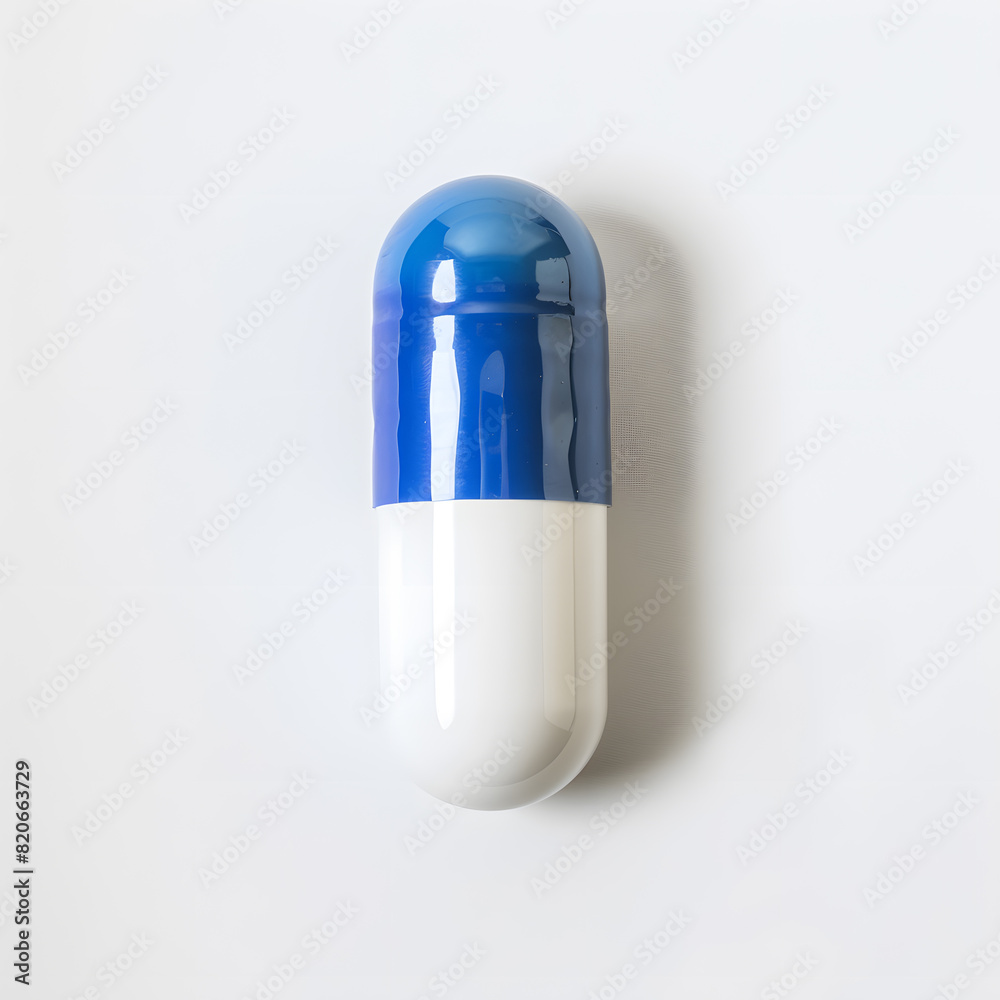 Blue and white pill isolated on white background Blue and white pill isolated on white background