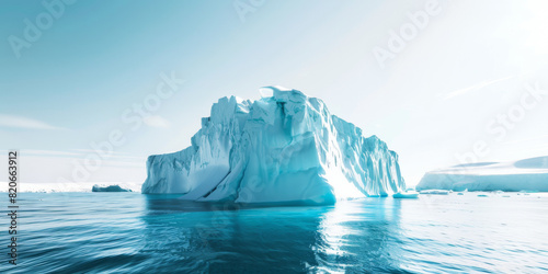 Large Pale Blue Iceberg Standing Majestically in Calm Waters