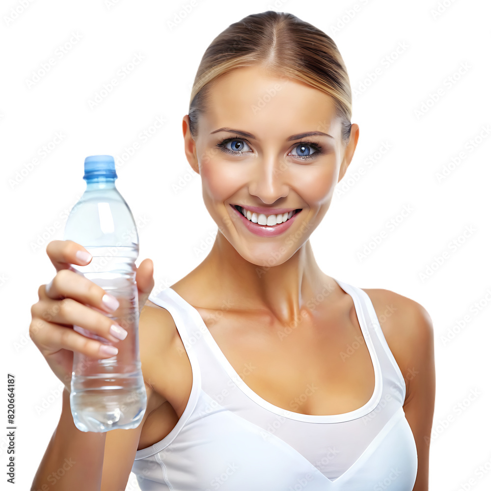 Sporty girl holding bottle of water Sporty girl holding bottle of water