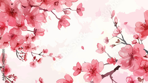 Watercolor cherry blossoms frame for background weddi