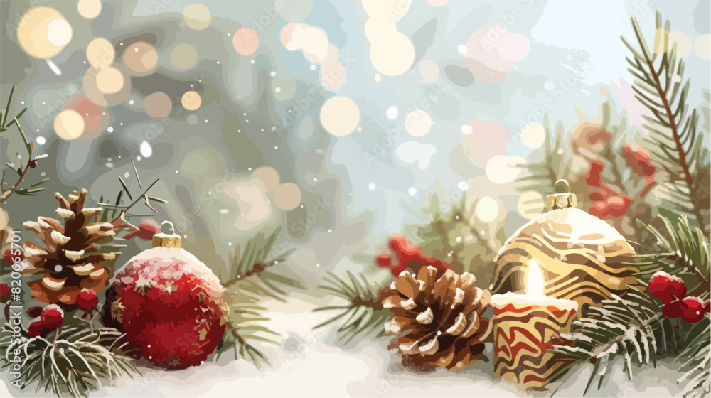 Beautiful Christmas composition on light background Vector