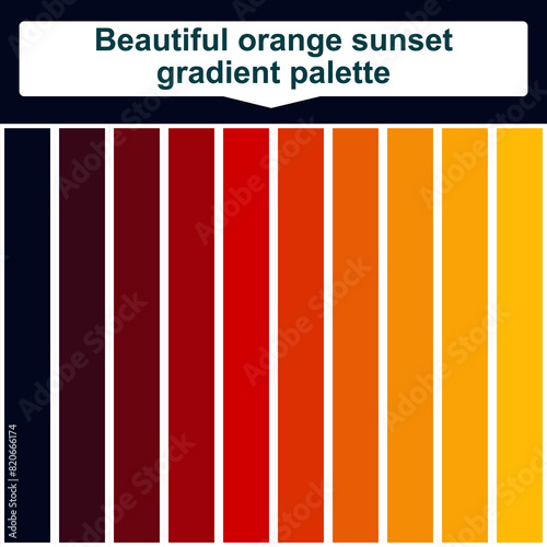 Beautiful orange sunset gradient palette. Abstract Colored Palette Guide. Elegant concept color palette
