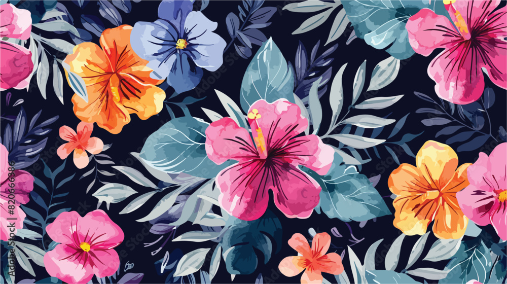 Beautiful floral watercolor pattern for background