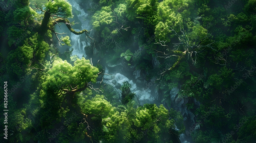 Mystical Creatures Frolic in a Dreamlike Forest Canopy Mystical Creatures Frolic in a Dreamlike Forest Canopy