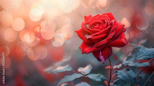 Vibrant Red Rose in Soft Floral Backdrop for Luxury Perfume Branding