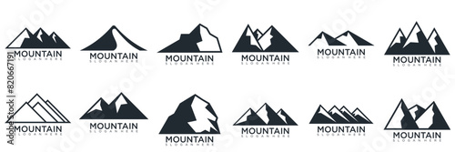 mountain logo design, collection template with luxury concept, icons, emblem, background