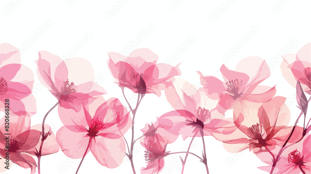 Beautiful pink flowers on white background Vector illustration