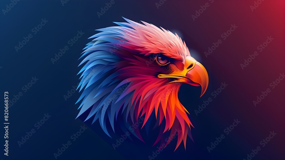 Elegant and Powerful Bald Eagle in Captivating Patriotic Color Gradient Elegant and Powerful Bald Eagle in Captivating Patriotic Color Gradient