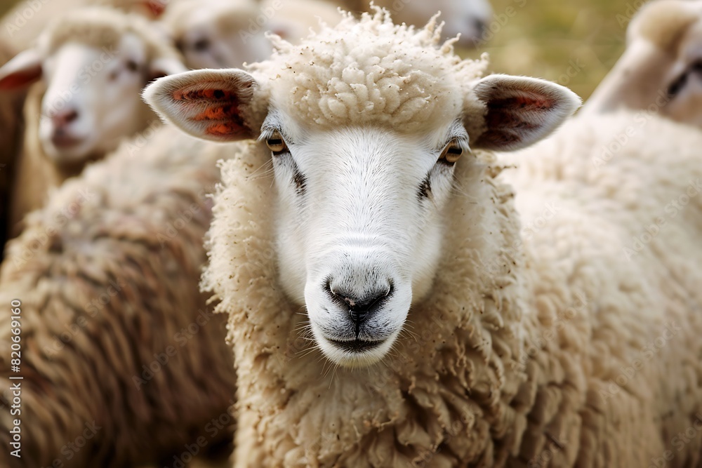a photo of a cute sheep, close up