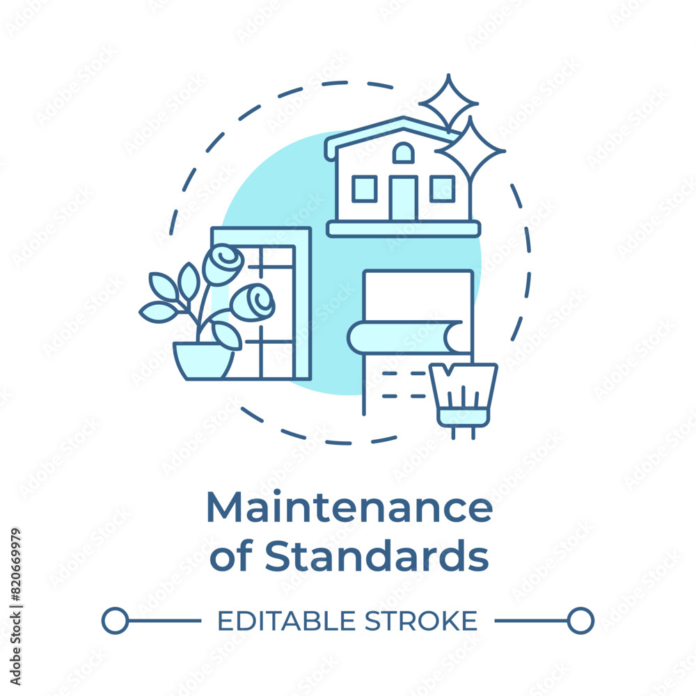 Maintenance of standards soft blue concept icon. Property management, living environment. Round shape line illustration. Abstract idea. Graphic design. Easy to use in infographic, presentation