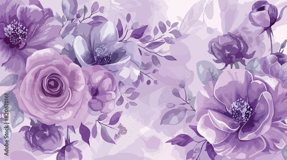 Beautiful purple flower bouquet with watercolor for background