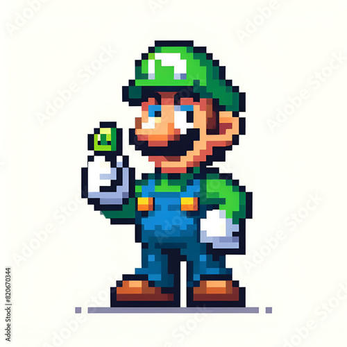pixel illustration of Luigi