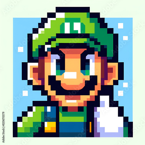 pixel illustration of Luigi photo