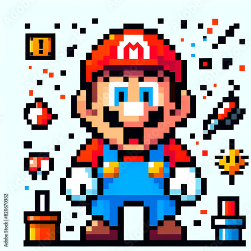 pixel illustration of Super Mario
