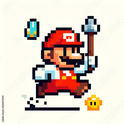 pixel illustration of Super Mario
