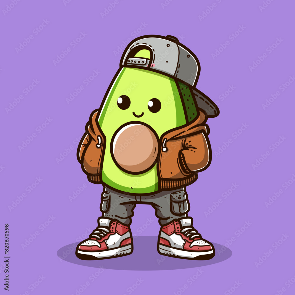 Cute Cartoon Avocado boy wearing jacket