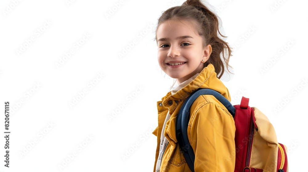 Sweet kid all set for school with a transparent white background, radiating enthusiasm for the new adventure ahead. Sweet kid all set for school with a transparent white background, radiating enthusiasm for the new adventure ahead.
