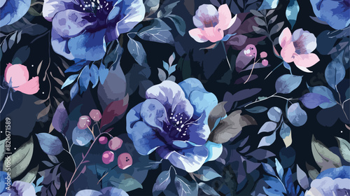 Watercolor floral seamless pattern for background fab photo