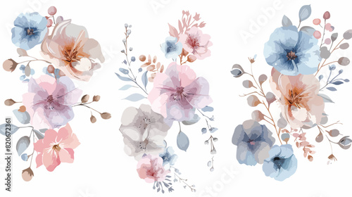 Watercolor flower bouquet for background wedding fabr photo