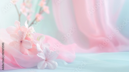 A backdrop of soft  blurred pastel colors creating a serene and clean environment for highlighting delicate items. 32k  full ultra hd  high resolution