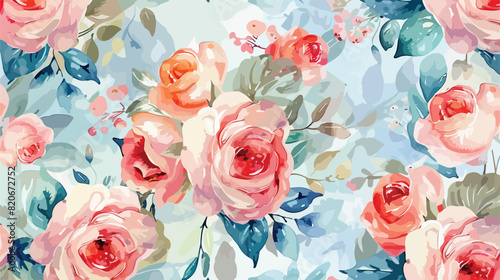 Beautiful watercolor flower seamless pattern for background