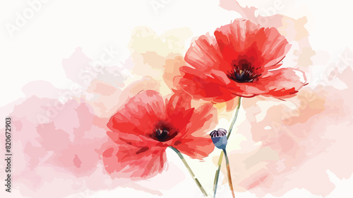 Beautiful watercolor red flower for wedding birthday © Blue
