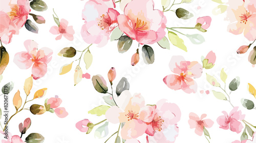 Watercolor flower seamless pattern for background fab