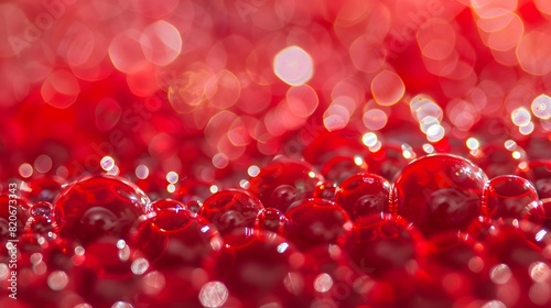 Macro Shot of Red Liquid Bubbles with Sparkling Highlights