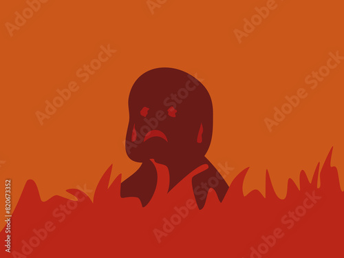 silhouettes of people being tortured in hell	
