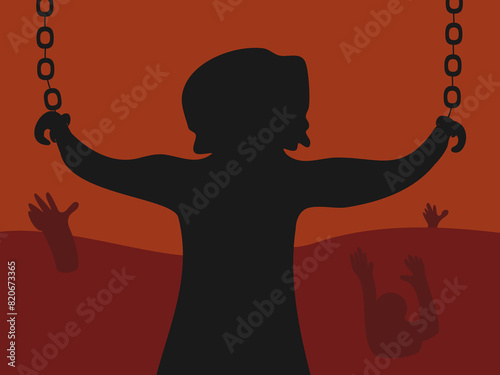 silhouettes of people being tortured in hell	
