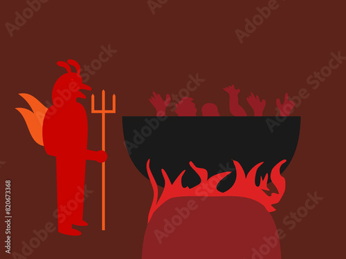 silhouettes of people being tortured in hell	
