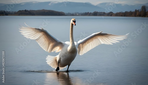 A Swan With Its Wings Flapping Taking Off Into Th Upscaled 4 © Aakifa