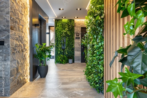 The entrance of a modern, stylish apartment. AI generative