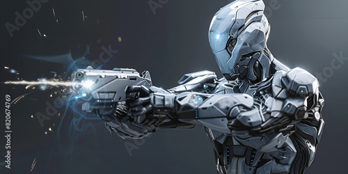 A Futuristic Soldier In Cyberpunk Style Red Accents Generative AI 