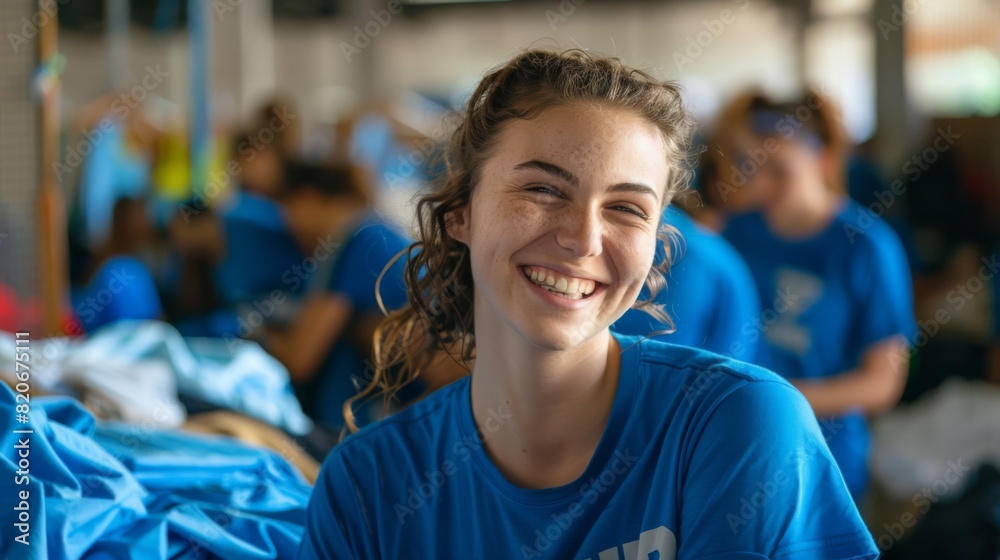Fototapeta premium A Joyful Volunteer Smiling Brightly