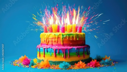 colorful birthday cake for your birthday photo