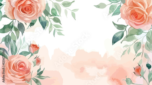 Watercolor peach rose flower arrangement for background photo