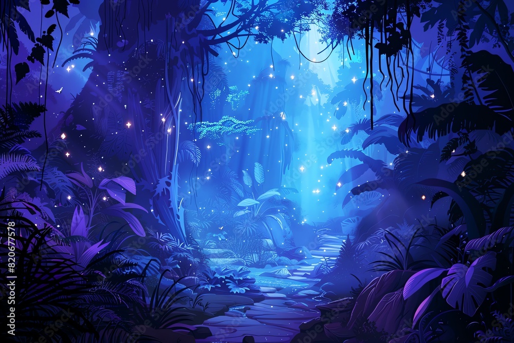 Obraz premium fairy painting jungle background scene