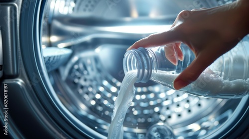 Pouring Detergent into Washing Machine photo