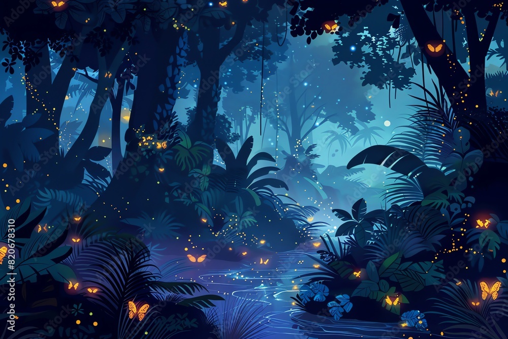 Obraz premium fairy painting jungle background scene