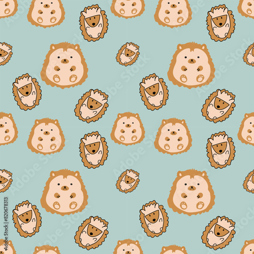seamless pattern with animals, Hedgehog and porcupine 