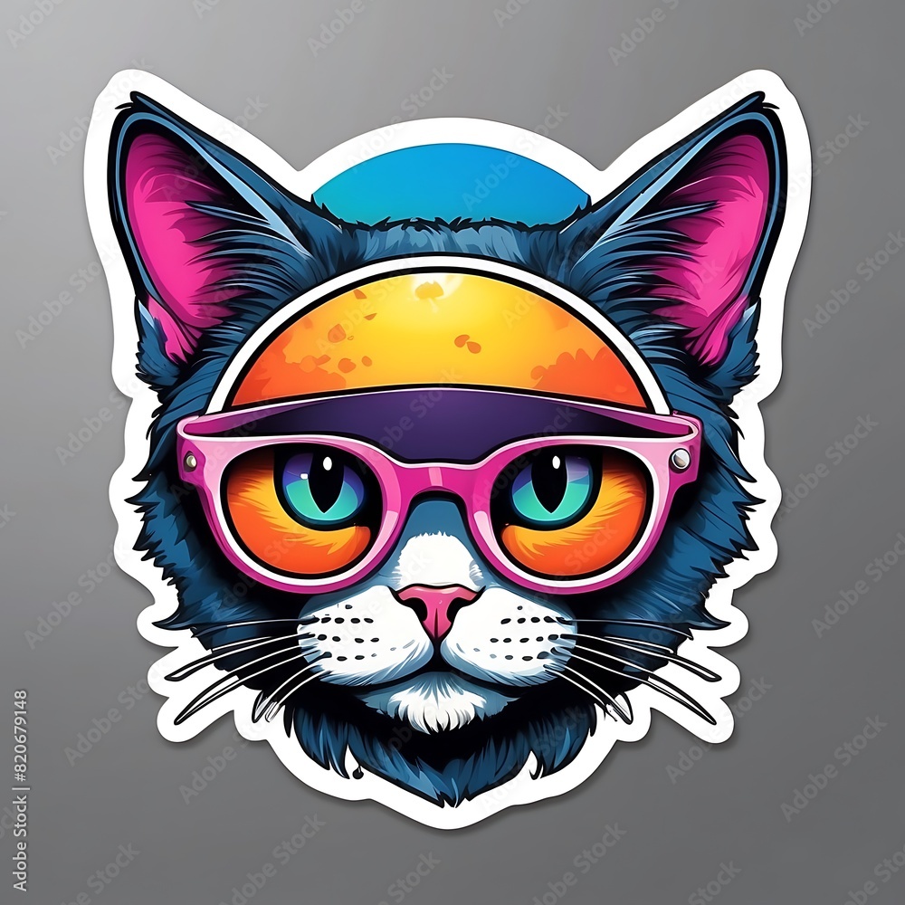 a colorfull cat face illustrations