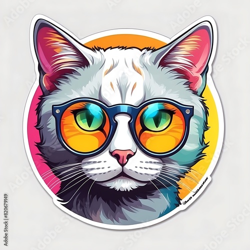 a colorfull cat face illustrations © atar