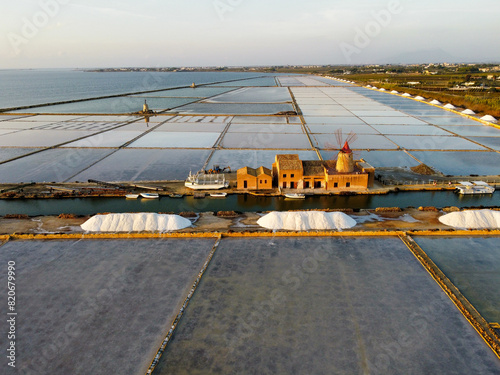 aerial view of the Mozia salt pans