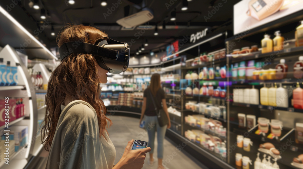 Virtual reality in the shopping experience, introducing customers to realistic environments where they can browse and interact with products in a virtual store.