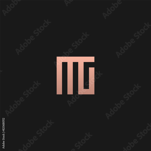 MG logo monogram with gold color in square shape.