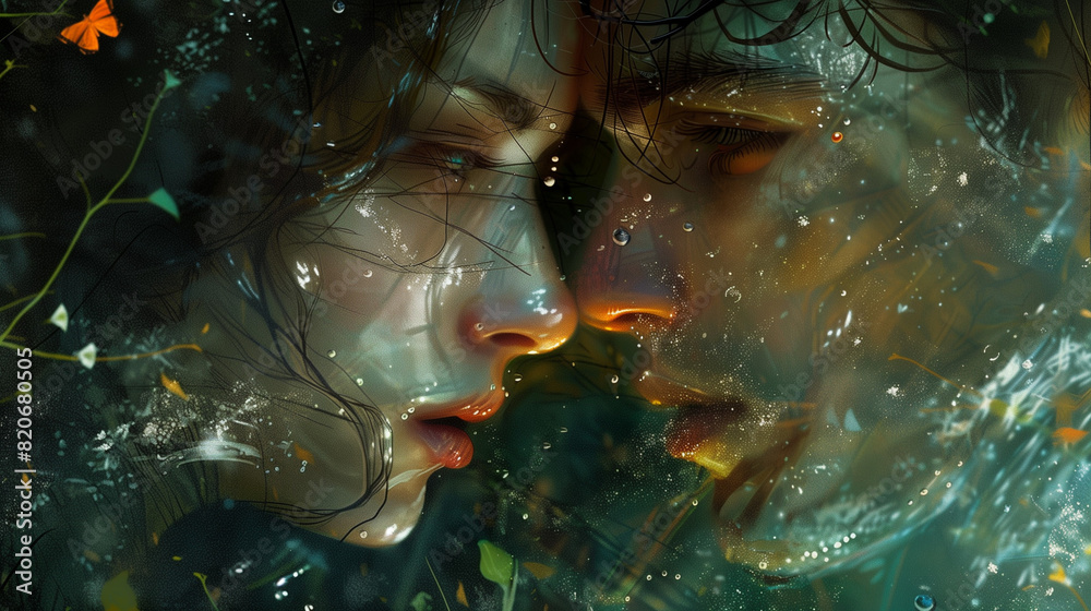 Intimate glances trapped between two souls, expressing mutual admiration and love. Intimate glances trapped between two souls, expressing mutual admiration and love.