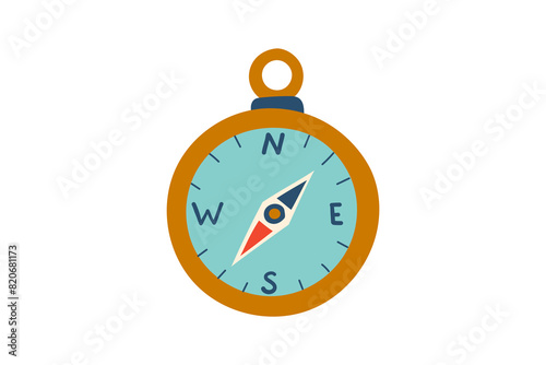 flat compass with blue, orange, red colors clip art preview